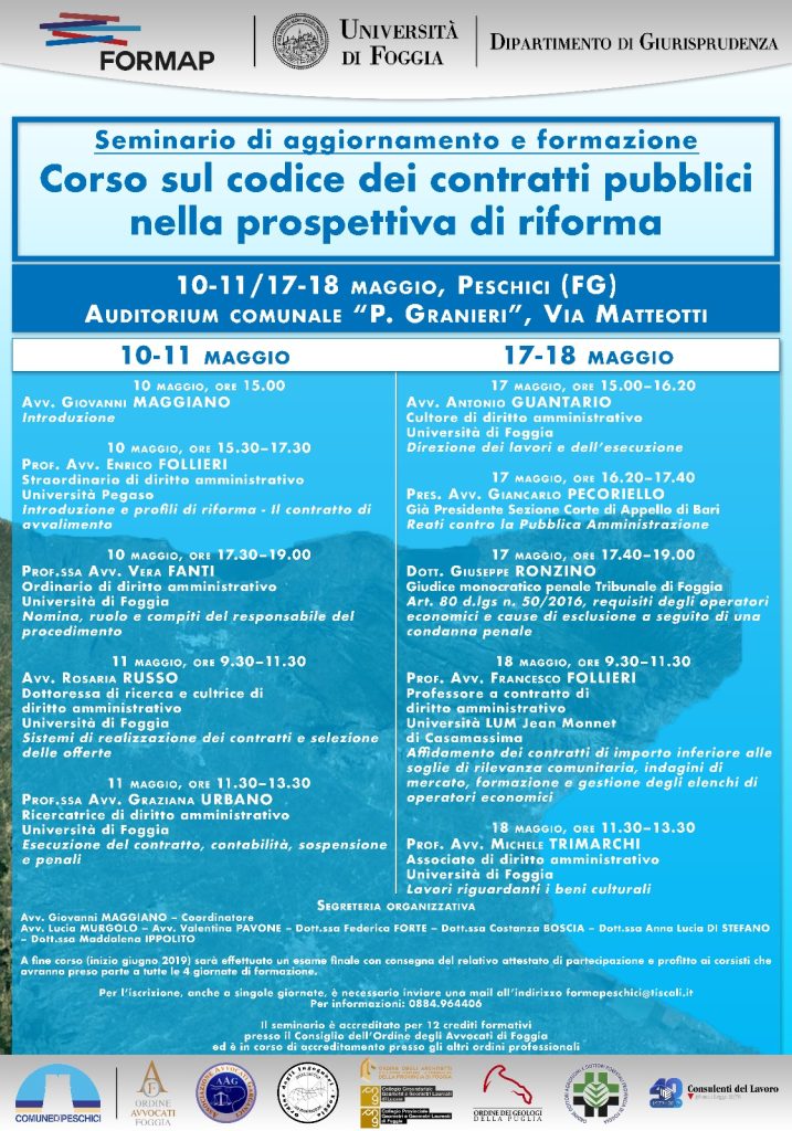 Locandina Seminari 10 11 E 17 18 Maggio